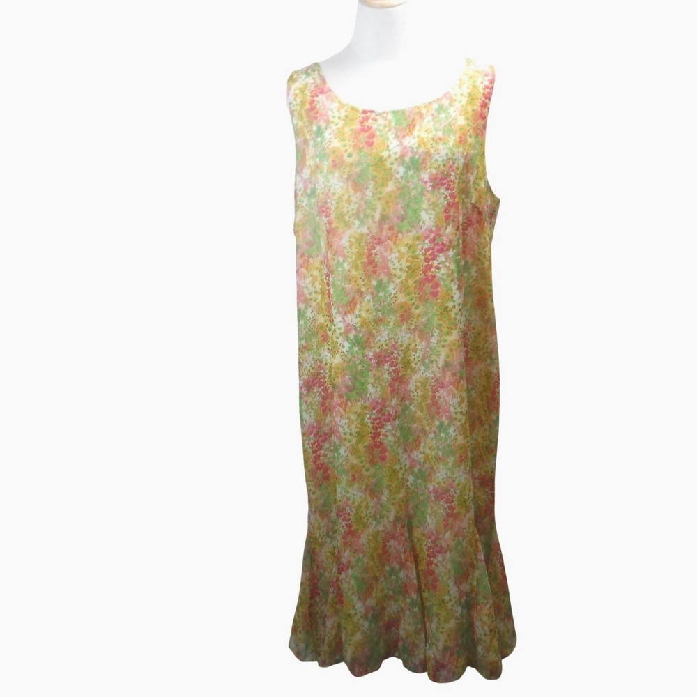 DN‎ Design Womens Floral Sleeveless Maxi Dress Pink Yellow Green Size 18